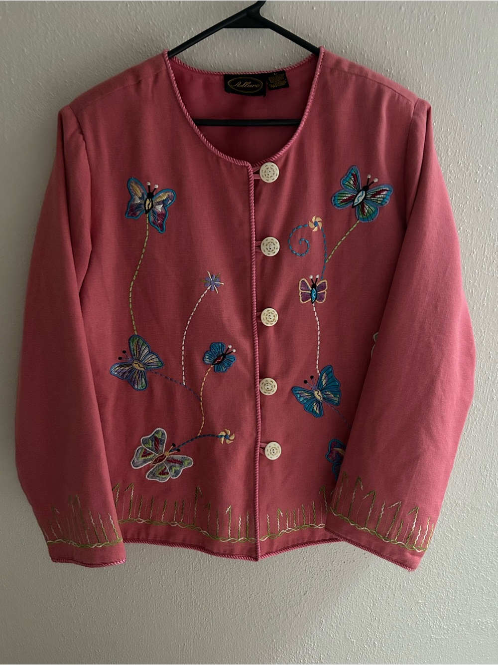 Allure Pink Embroidered Butterfly Blazer